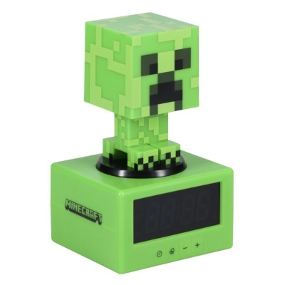 Relógio digital Minecraft com figura Creeper verde pixelado