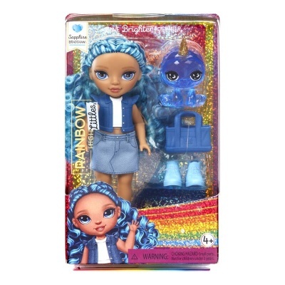 Boneca Rainbow High Waves com acessórios e figura de unicórnio em embalagem colorida