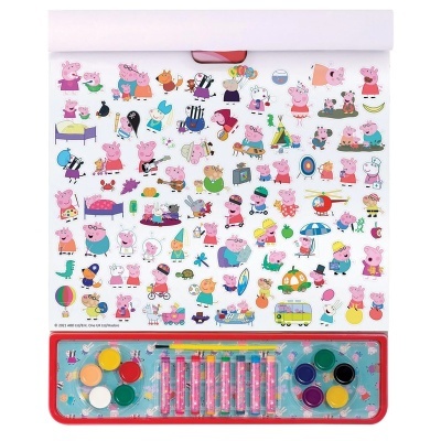 Kit de pintura infantil Peppa Pig com tintas e folha de atividades coloridas