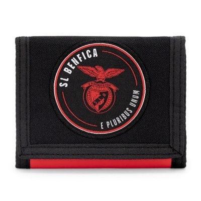 Carteira preta com emblema SL BENFICA e interior vermelho