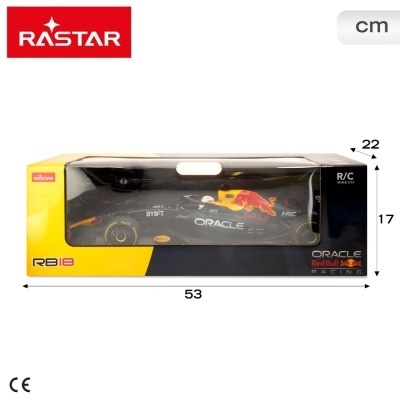 Modelo de carro de corrida Red Bull RB18 em caixa RASTAR