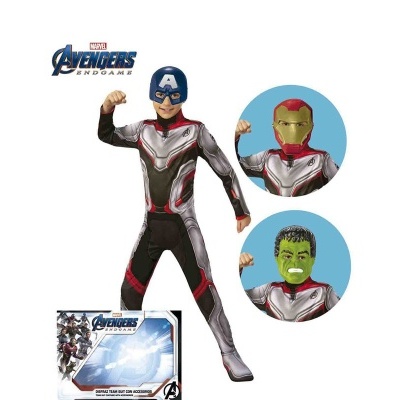 Fato de criança Avengers Endgame com três máscaras de super-heróis