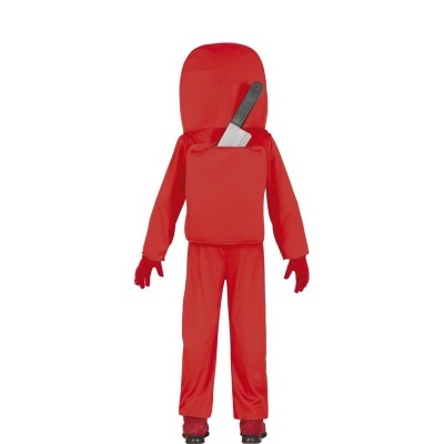 fato infantil vermelho com faca de brinquedo