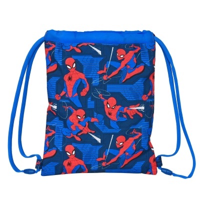 Mochila saco azul com estampado de Homem-Aranha em várias poses