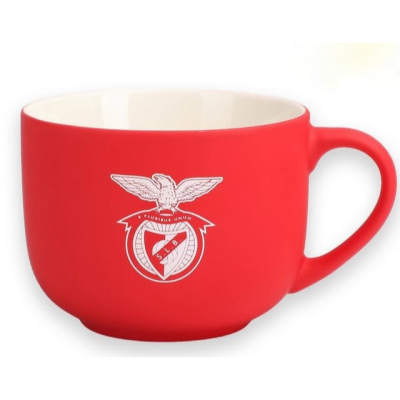 Caneca vermelha com interior branco e logótipo do Benfica
