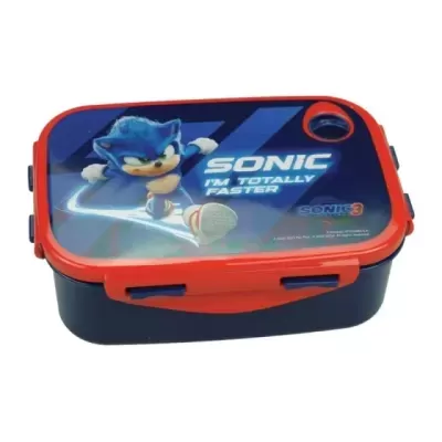 Marmita com personagem Sonic e texto 'SONIC I'M TOTALLY FASTER'.