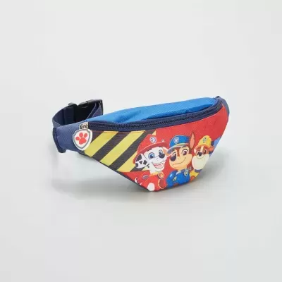 Cinto de cintura infantil com personagens animados em fundo vermelho e azul