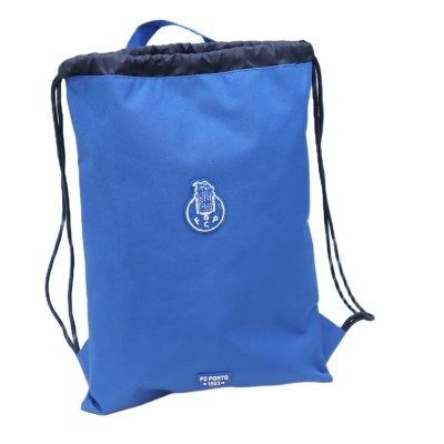 Mochila saco azul FC Porto com cordões pretos e logótipo no centro
