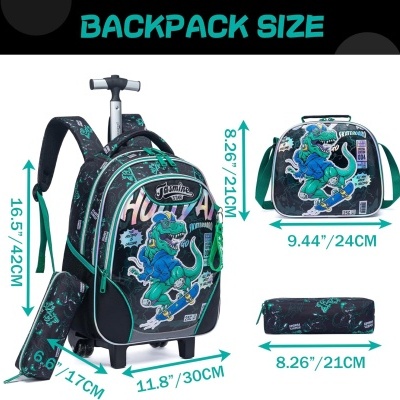 Mochila com carrinho e estampa de dinossauro