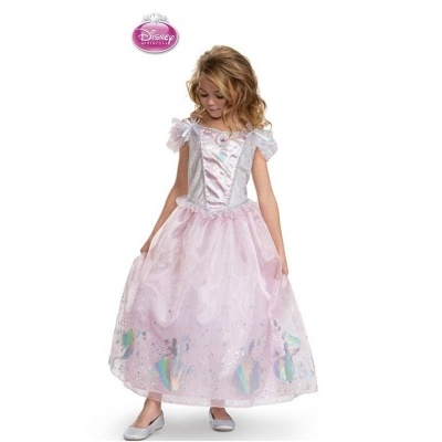 Vestido rosa de criança com tema Disney de sereias