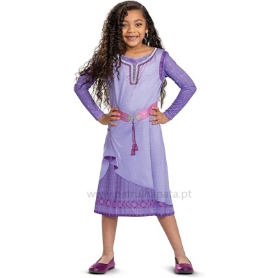 Vestido comprido roxo para criança com cinto decorativo