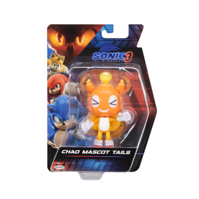 Figurina Chao Mascot Tails Sonic 3 em blister com fundo preto e azul