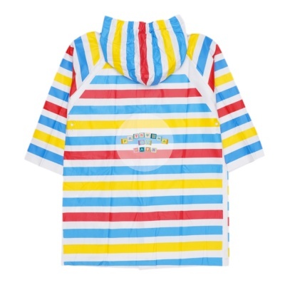 Casaco impermeável infantil listrado com capuz colorido