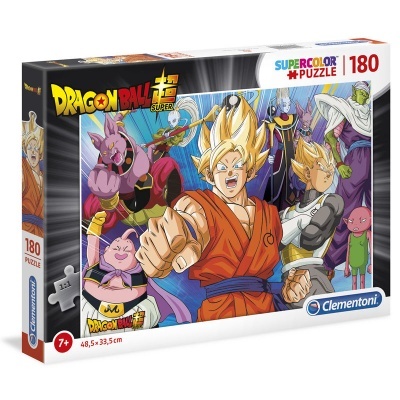 Caixa de puzzle Dragon Ball Super 180 peças com personagens coloridos