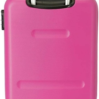 Mala de viagem rígida rosa com rodas e puxador telescópico