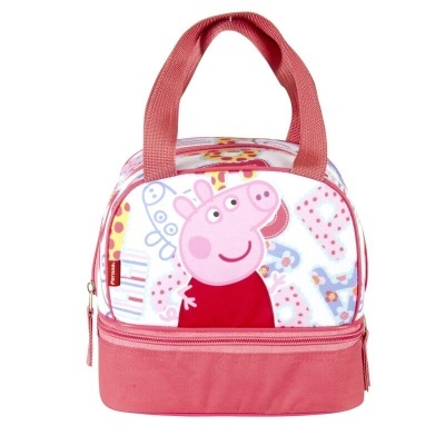 Mala de criança cor-de-rosa com Peppa Pig e alças resistentes