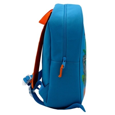 Mochila azul com fecho e alças duas cores