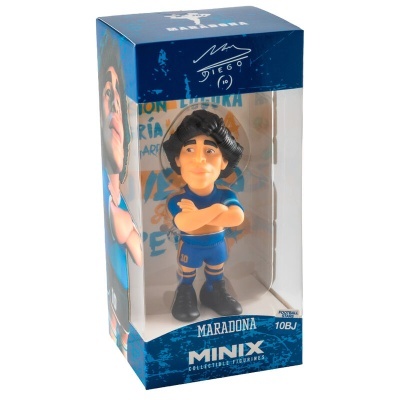 Boneco colecionável de Maradona Minix em embalagem azul