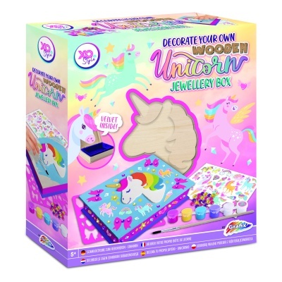 Caixa de artesanato caixa de joias unicórnio madeira colorida