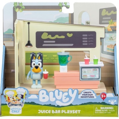 Playset Juice Bar da Bluey com figura e acessórios em embalagem colorida