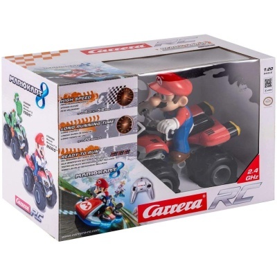 Toy Carrera RC Mario Kart with Mario figure in red quad bike in white and red packaging