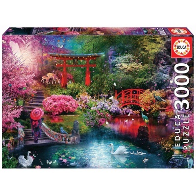Quebra-cabeças de 3000 peças EDUCA com imagem de jardim japonês colorido