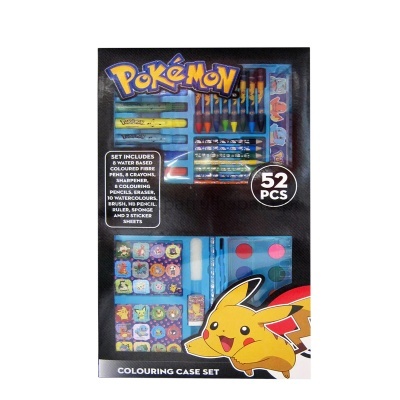 Conjunto de coloração Pokémon com 52 peças e imagem do Pikachu