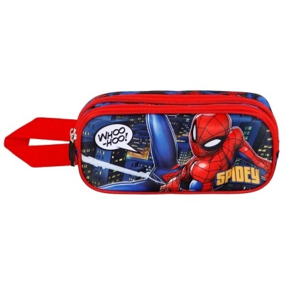 Estojo escolar retangular vermelho com estampa do Spiderman