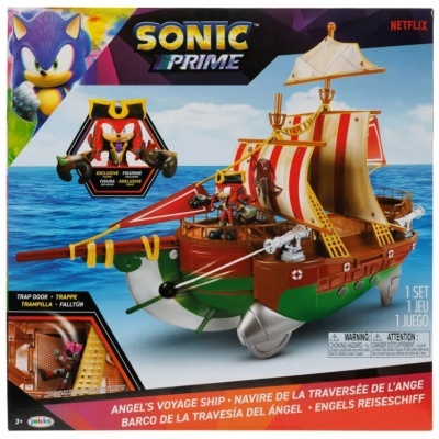 Brinquedo Sonic Prime barco de viagem de Angel na embalagem