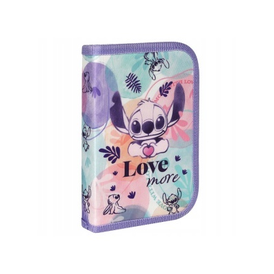 Estojo estampado Stitch colorido com texto Love more