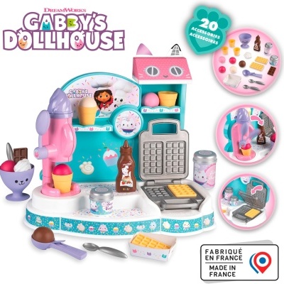 Brinquedo de cozinha cor-de-rosa Gabby's Dollhouse com acessórios variados e selo Made in France