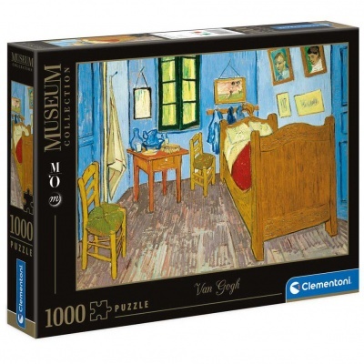 Caixa de puzzle Clementoni 1000 peças com imagem do quadro 'Quarto em Arles' de Van Gogh