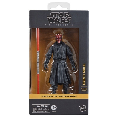 Figura de ação Darth Maul Star Wars com sabre de luz em embalagem preta