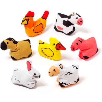 Set de fantoches de dedo de animais em tecido colorido