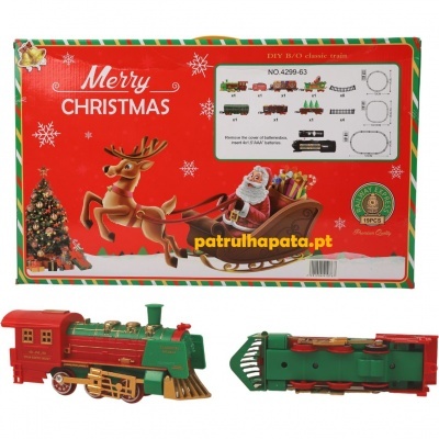 Embalagem vermelha de brinquedo comboio clássico DIY com ilustração de Natal