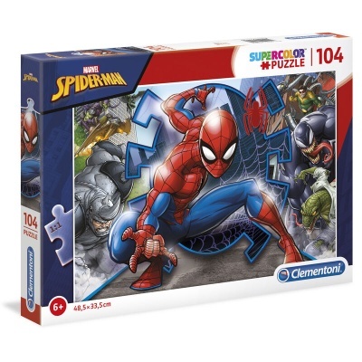 Caixa de quebra-cabeças Supercolor 104 peças com imagem do Spiderman