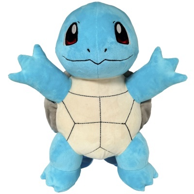 Pelúcia do Pokémon Squirtle azul claro com carapaça bege e castanha