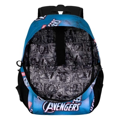 Mochila Marvel Avengers azul com padrão interior de banda desenhada