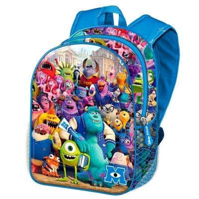 Mochila azul com personagens de Monsters University