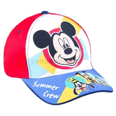 Boné colorido com personagens Disney e texto Summer Crew