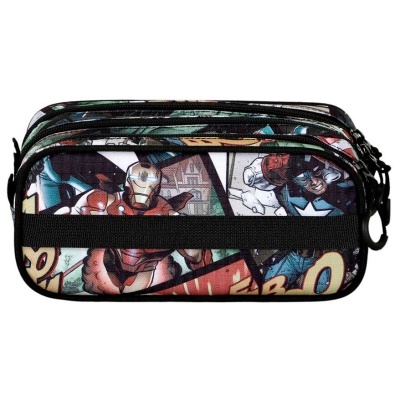 Estojo retangular de tecido com personagens de banda desenhada em cores variadas