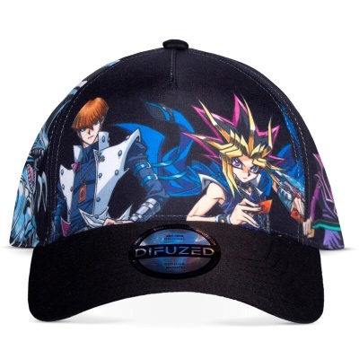 Boné preto estampado com personagens do anime Yu-Gi-Oh