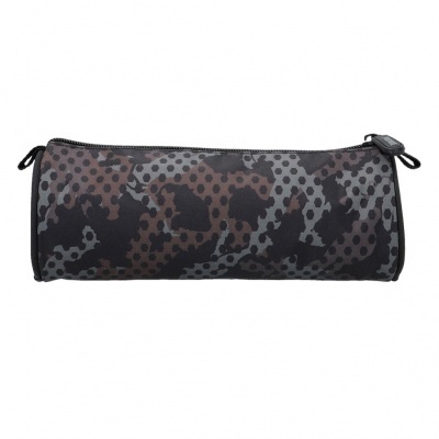 Estojo cilíndrico camuflado com fecho de correr preto