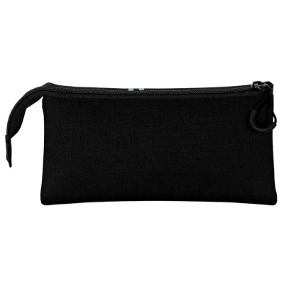 Estojo preto retangular com fecho de correr superior