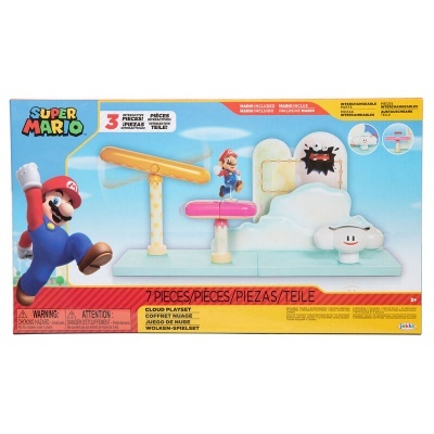 Conjunto de brinquedo Super Mario Cloud Playset com 7 peças e figuras de Mario