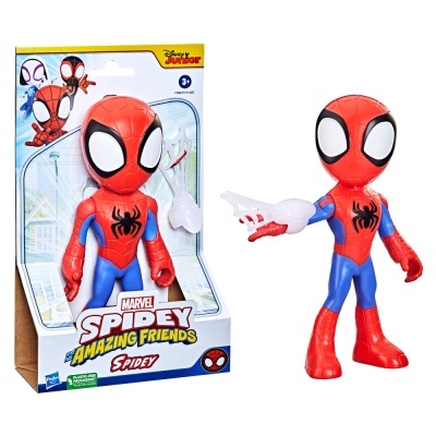 Boneco articulado Spidey da Marvel com acessório em embalagem