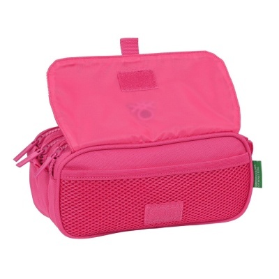 Necessaire cor-de-rosa com zíper e fecho de velcro
