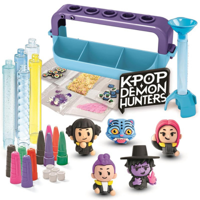 Conjunto de figuras e acessórios K-POP DEMON HUNTERS com vários frascos coloridos e personagens de plástico
