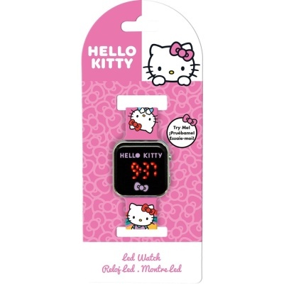 Relógio digital LED Hello Kitty em embalagem rosa