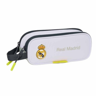 Estojo branco com emblema e texto Real Madrid